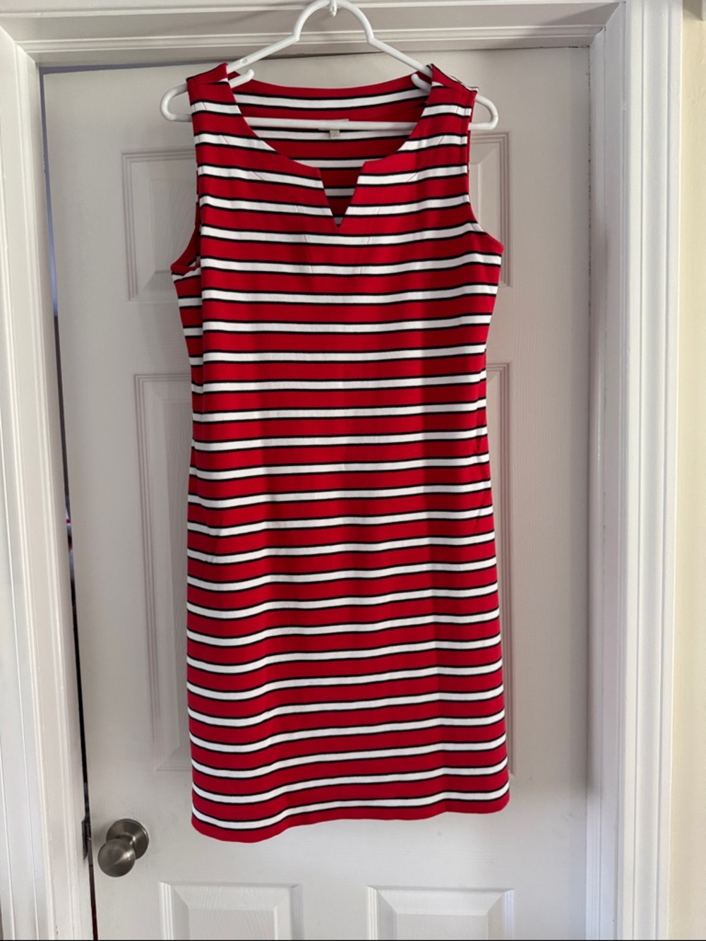 Talbots Red, White & Blue Striped Sleeveless Dress